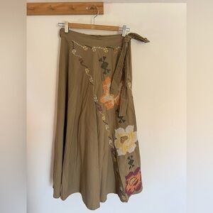 La Troupe Floral Embroidered Wrap Skirt